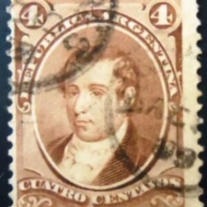 Selo postal da Argentina de 1873 Mariano Moreno a U