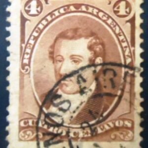 Selo postal da Argentina de 1879 Mariano Moreno b U