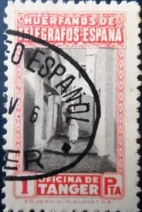 Selo postal do Tanger de 1947 Huérfanos de Telégrafos1 U