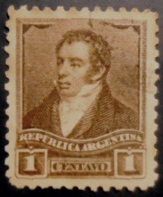Selo postal da Argentina de 1892 Bernardino Rivadavia 1 U