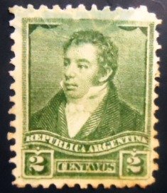 Selo postal da Argentina de 1892 Bernardino Rivadavia 2 U