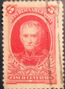 Selo postal da Argentina de 1910 Cornelio Saavedra U