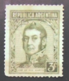 Selo postal da Argentina de 1935 José Francisco de San Martín 3 N