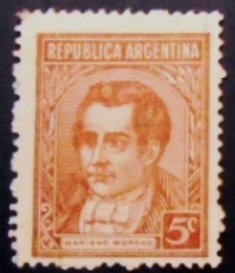 Selo postal da Argentina de 1935 Mariano Moreno 5 N