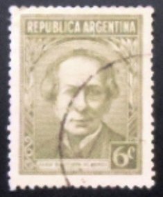 Selo postal da Argentina de 1935 Juan Bautista Alberdi 6 U sev