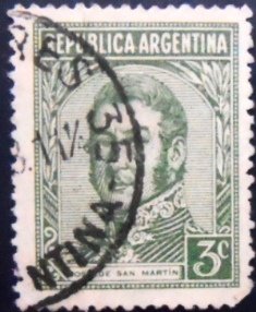 Selo postal da Argentina de 1935 José Francisco de San Martín 3 U sev