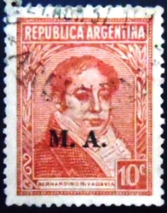 Selo postal da Argentina de 1935 Ministry of Agriculture 10 MA U sev