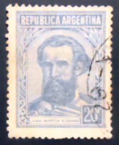 Selo postal da Argentina de 1935 Juan Martín Güemes U