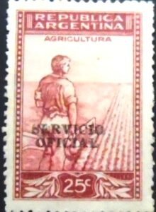 Selo postal da Argentina de 1937 Agriculture ovpt.