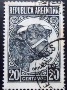Selo postal da Argentina de 1942 Cattle 20 U sev