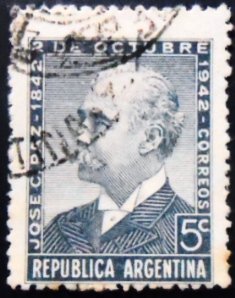 Selo postal da Argentina de 1942 José Camilo Paz 5 U