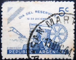 Selo postal da Argentina de 1944 Reservists 5 U