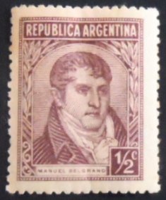 Selo postal da Argentina de 1946 General Manuel Belgrano ½ N sev