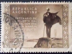 Selo postal da Argentina de 1950 José Francisco de San Martín 25 U