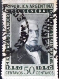 Selo postal da Argentina de 1950 José Francisco de San Martín 50 U