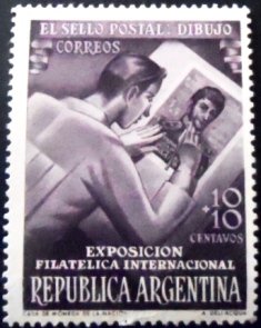 Selo postal da Argentina de 1950 E.F.I.R.A Buenos Aires 10 + 10 N