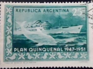 Selo postal da Argentina de 1951 "President Peron" 25 U