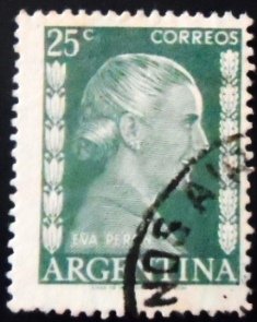 Selo postal da Argentina de 1952 Eva Perón 25 U