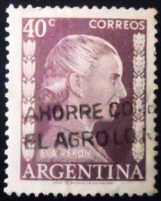 Selo postal da Argentina de 1952 Eva Perón 40 U