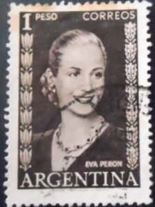 Selo postal da Argentina de 1952 Eva Perón 1 U sev