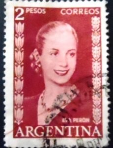 Selo postal da Argentina de 1952 Eva Perón 2 U