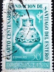 Selo postal da Argentina de 1953 4th Centenary of town Santiago del Estero
