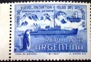 Selo postal da Argentina de 1965 Chinstrap Penguin N