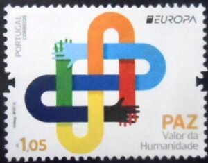 Selo postal de Portugal de 2023 Interlocked Hands M