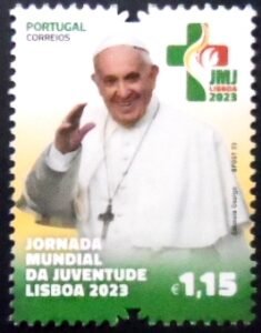Selo postal de Portugal de 2023 Pope Francis M