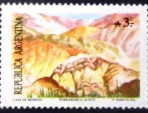Selo postal da Argentina de 1988 Purmamarca Jujuy M