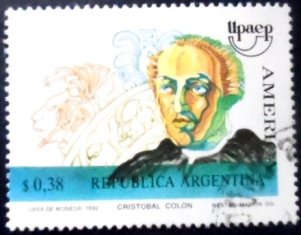 Selo postal da Argentina de 1992 Cristoforo Colombo U