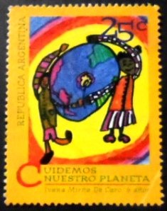 Selo postal da Argentina de 1994 Children painting M