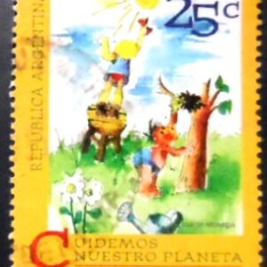 Selo postal da Argentina de 1994 Children painting Elena Tsouprik M