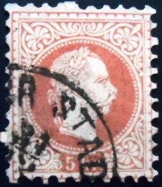 Selo postal da Áustria de 1867 Franz Joseph 5 U