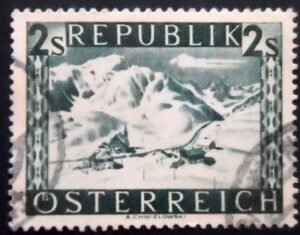 Selo postal da Áustria de 1946 St. Christoph at Arlberg uII