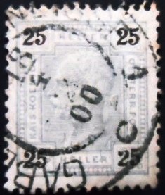 Selo postal da Áustria de 1899 Emperor Franz Joseph 25 U