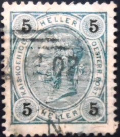 Selo postal da Áustria de 1899 Emperor Franz Joseph 5 U