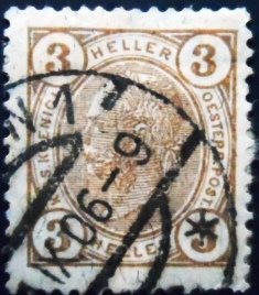 Selo postal da Áustria de 1904 Franz Joseph 3 U sev