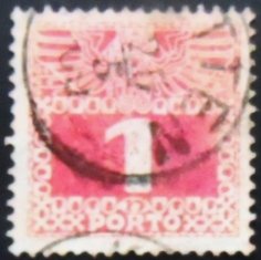 Selo postal da Áustria de 1908 Imperial coat of arms & digit 1 U P sev