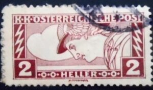 Selo postal da Áustria de 1917 Mercurius 2 U sev