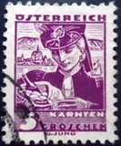 Selo postal da Áustria de 1934 Girl from Glantal U