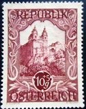 Selo postal da Áustria de 1947 Benedictine monastery Melk N