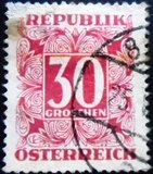 Selo postal da Áustria de 1949 Digit in square frame 30 Pz U
