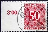 Selo postal da Áustria de 1949 Digit in square frame 50 Pz U