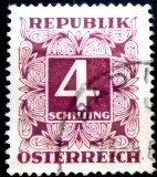 Selo postal da Áustria de 1951 Digit in square frame 4 P U