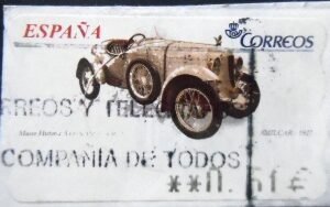 Selo postal da Espanha de 2003 Car Amilcar 1927 U
