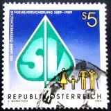 Selo postal da Áustria de 1989 Social Insurance in Austria U