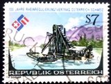 Selo postal da Áustria de 1992 International Regulation of the Rhine Treaty U