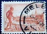 Selo postal da Austrália de 1934 Melbourne and River Yarra U