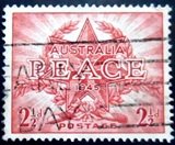 Selo postal da AUstrália de 1946 Star and Wreath 2½ U